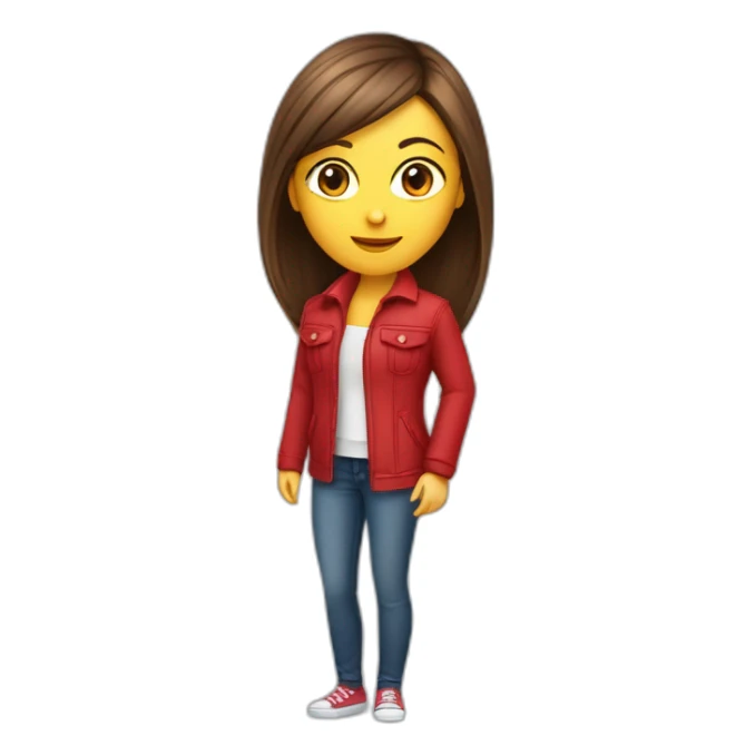 Fille cheveux lisse et cour et rouge avec veste rouge ouverte sticker