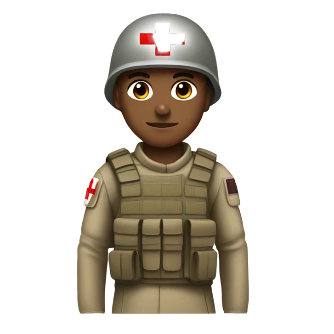 soldier with red medical cross on helmet, default skin tone sticker