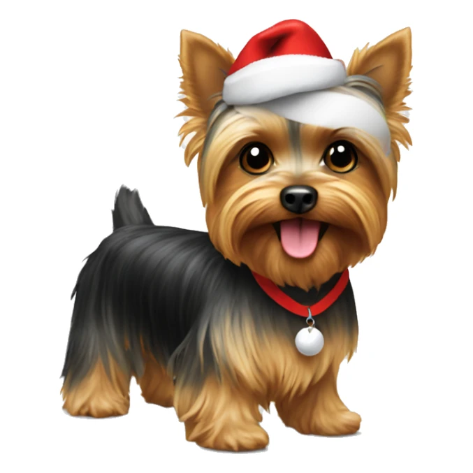 Yorkie with a Santa hat playing pickleball  sticker