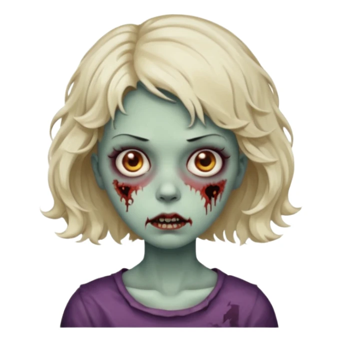 Uma menina zombie com um cabelo ondulado curto, com a franja pro lado sticker