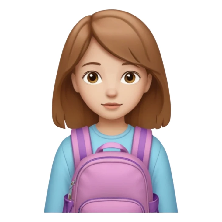 pastel girl, light brown hair, backpack sticker