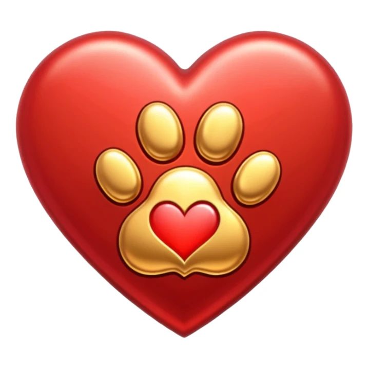 heart with a paw print and a heart border sticker