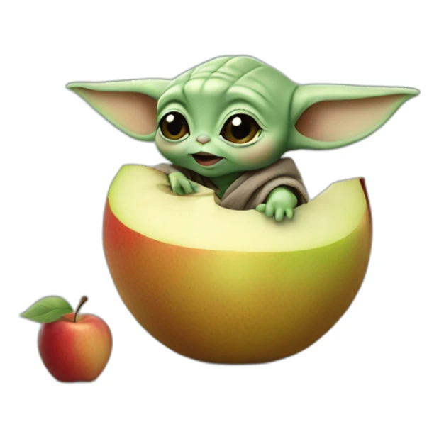 Baby Yoda eating an Apple sticker