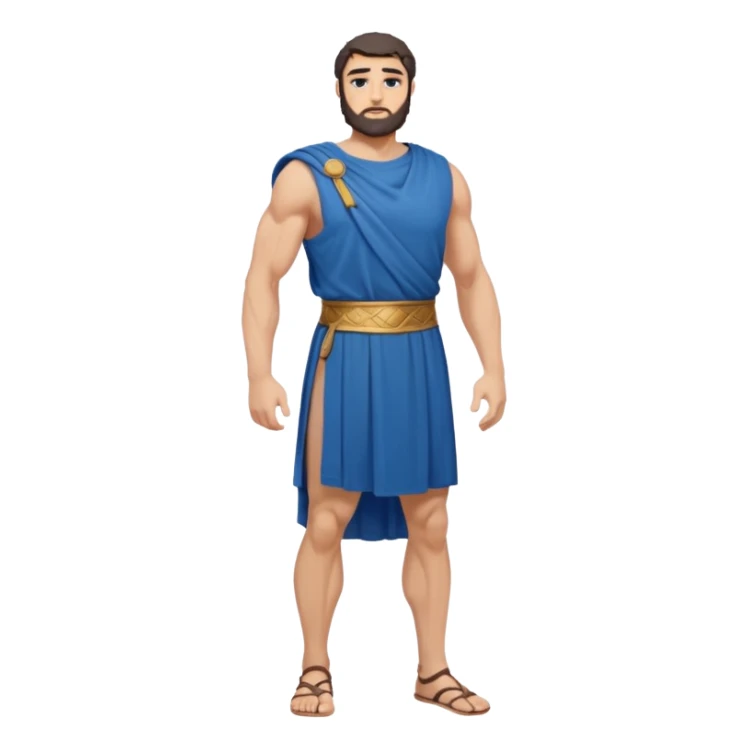 ancient greek man full length no weapons blue tunic sticker
