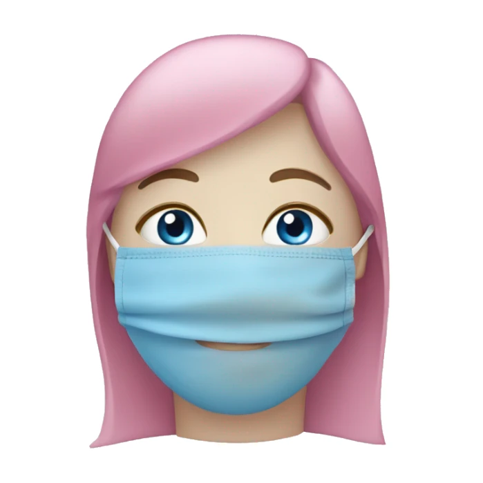 Pink face mask wi th blue eyes  sticker