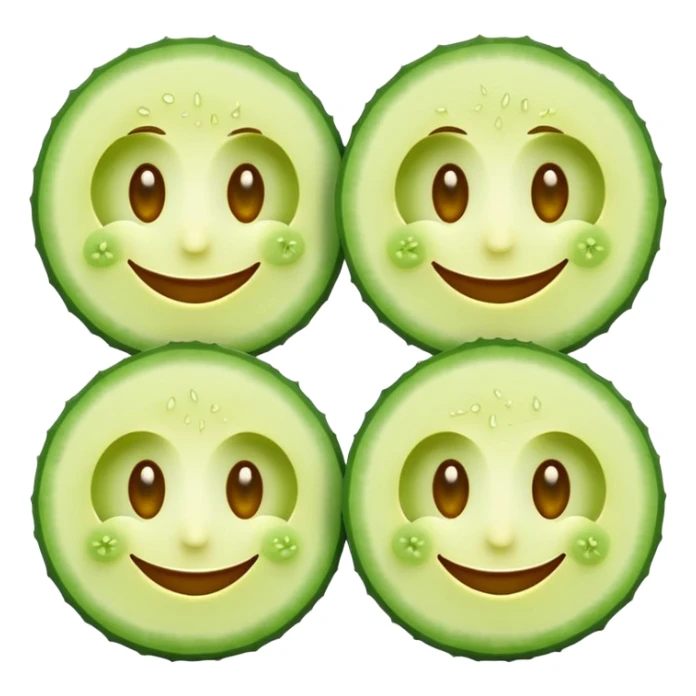 smiley face with green cucumber slices as both eyes, rest of face unchanged sticker