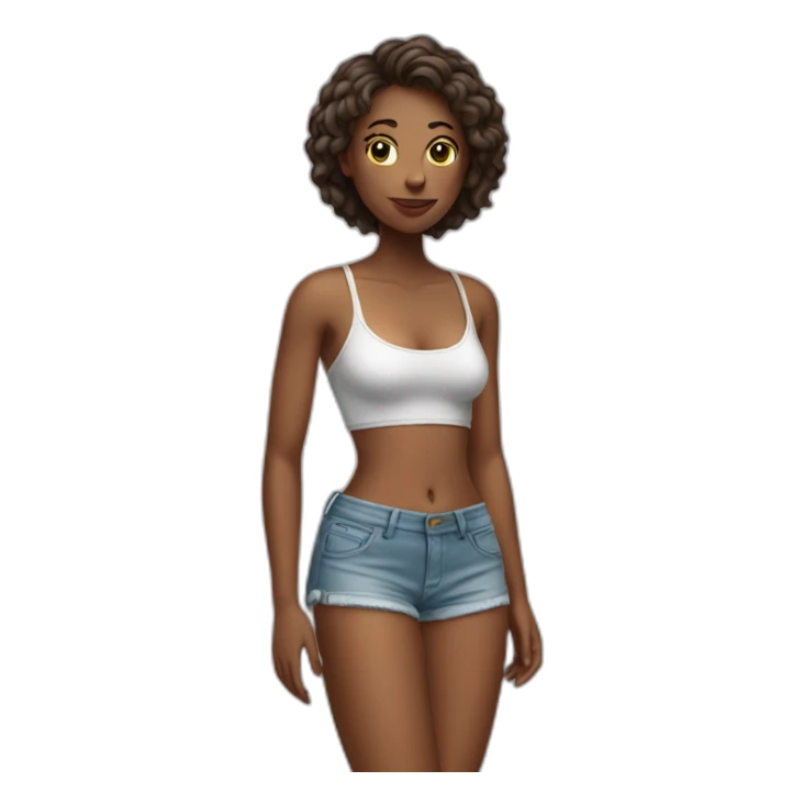 woman with only shorts no bikini looking to left sticker