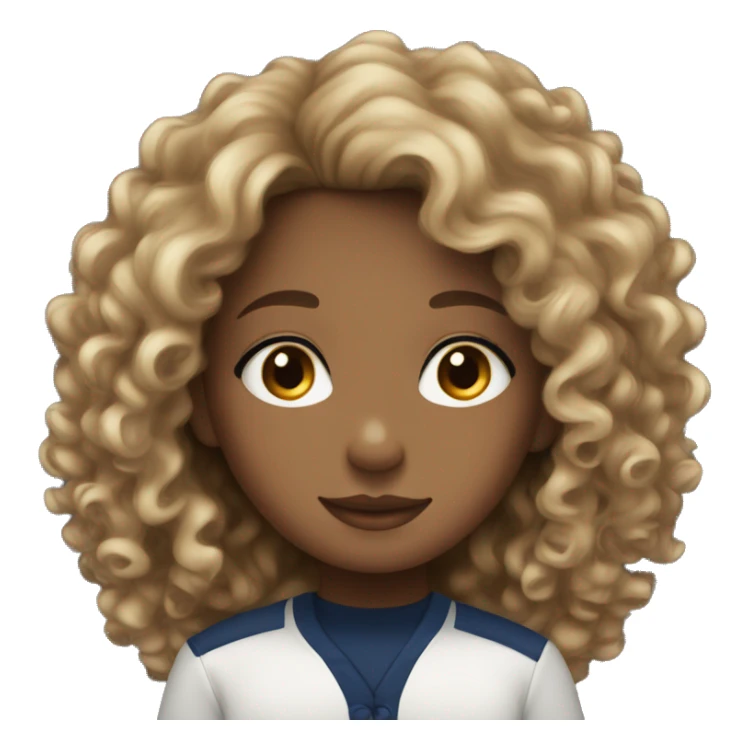 Curly haired girl, navy blue eyes, iphone emoji theme sticker
