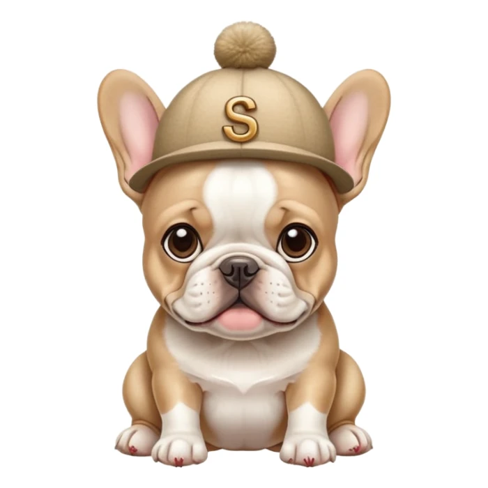 French Bulldog wearing a "S" hat. sticker