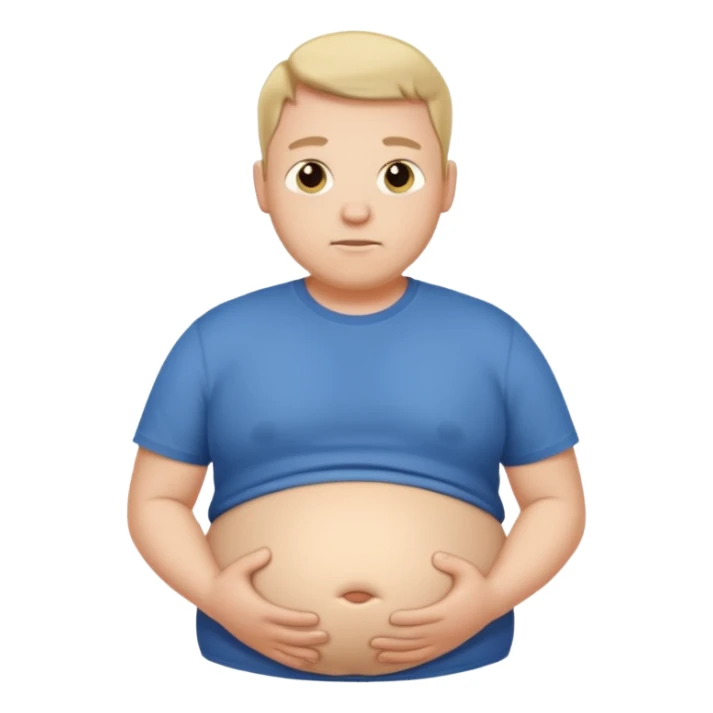 Male has bloated belly in t-shirt sticker