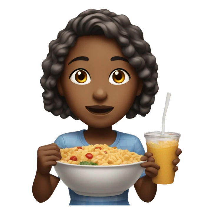 realistic girl enjoying food sticker