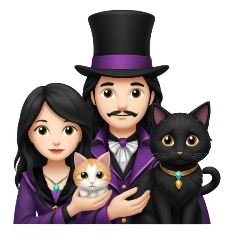 LonfGmagician couple and their pet cat sticker