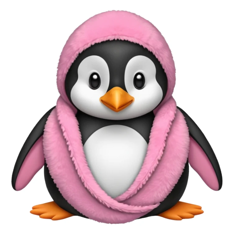 Ein Pinguin mit einer Kuschel Decke in Rosa der sich ein Kuschelt sticker