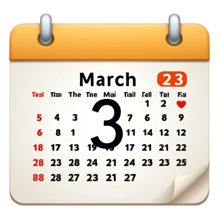 muestrame una fecha de calendario con la fecha "3 de marzo" sticker