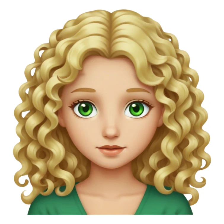 Chica rubia de pelo rizado largo con ojos verdes sticker