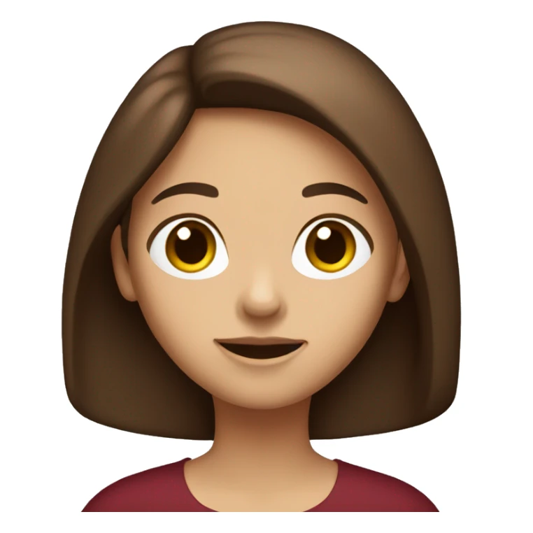 a straight brown haired girl with a burgundy top  sticker