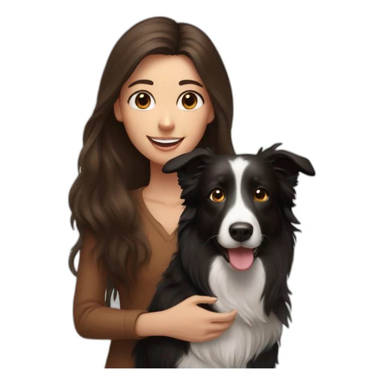 black border collie and woman with long brown hair sticker