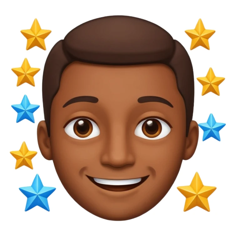A brown skin man with stars in his eyes sticker