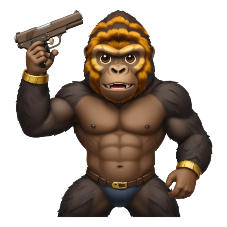 A gorilla holding a gun in the air with a Xbox controller  sticker