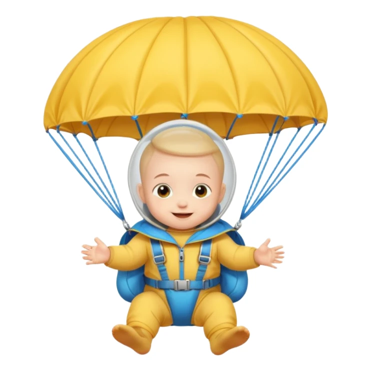 Skydiving baby with parachute and UFO sticker