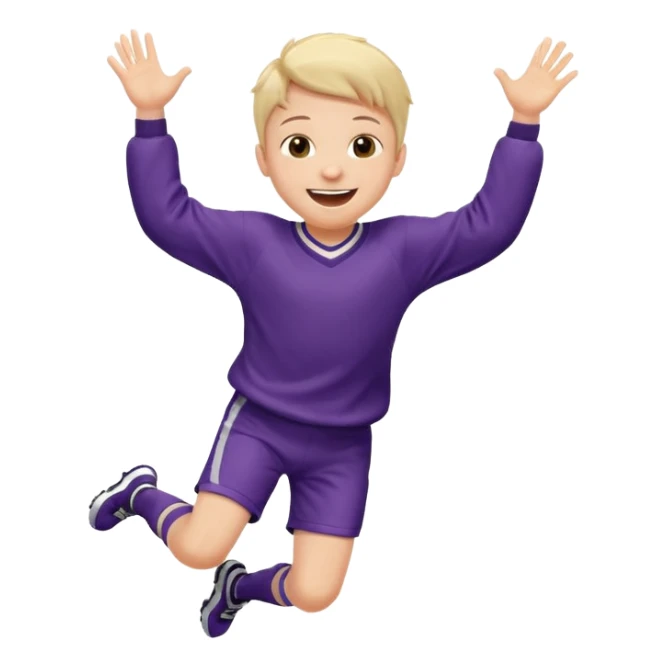A small kid in an oversized jersey, jumping with excitement. sticker
