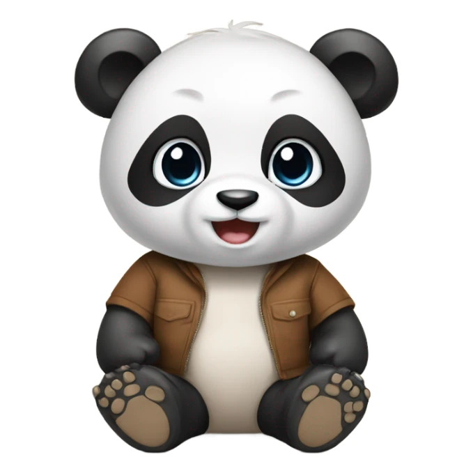 Baby panda with a brown T shirt on  sticker