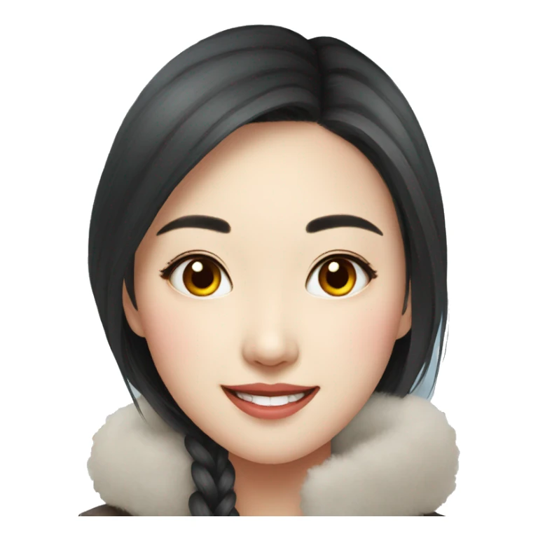 winter portrait with smiling lovely Chinese girl sticker