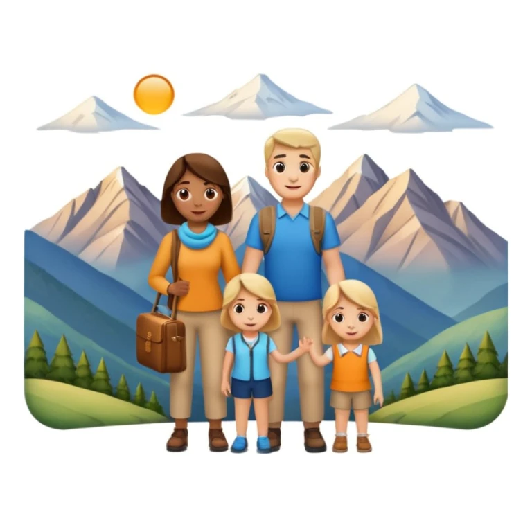 family photo, travelling mountains background sticker