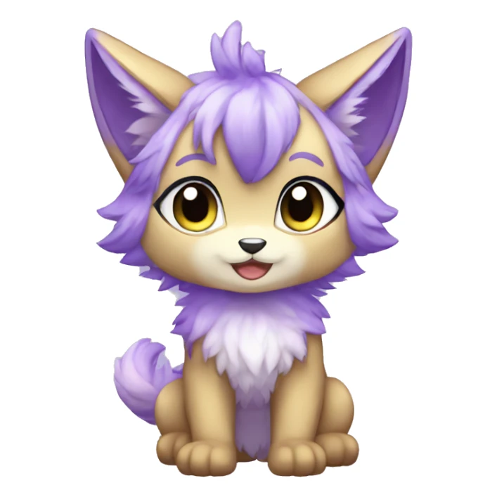 shiny, colorful, lavender-violet, gradient, Kemono-style, Chibi, Anthro-Fur-Sona-Fakémon, Full Body sticker