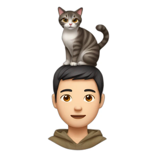 Chinese male with a cat on his head sticker