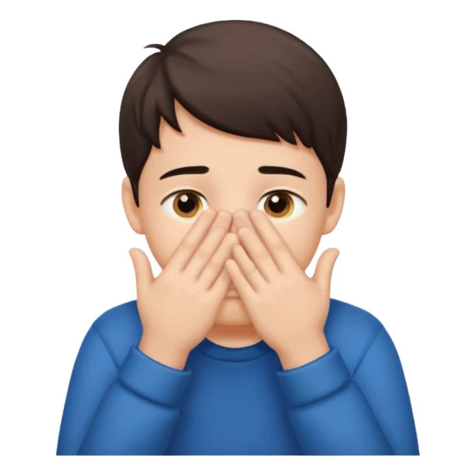 Create a shyness imoji Boys imoji Boys imoji hand in face hand in full face create a shame boys imoji full face cover in hand sticker