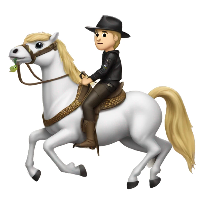 Justin bieber riding a horse with lizard sticker