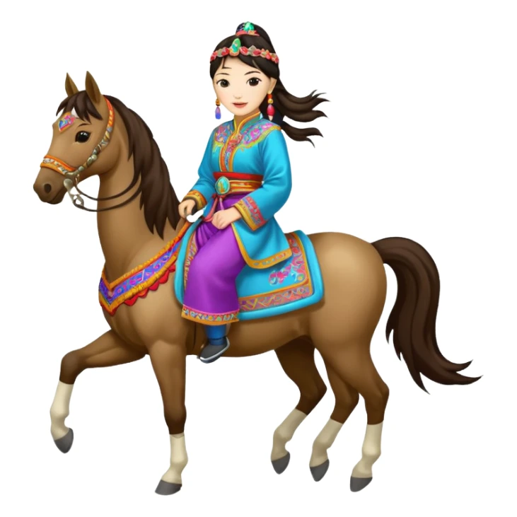 mongolian woman on horse full body sticker