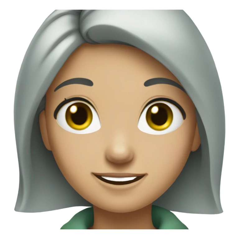 smiling girl with green eyes grey hair sticker