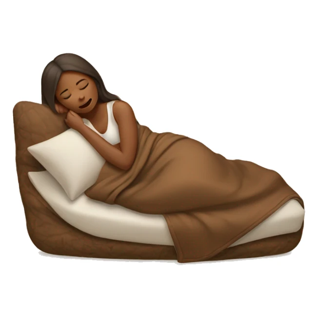 Woman sleeping from her side in a brown cozy blancket sticker