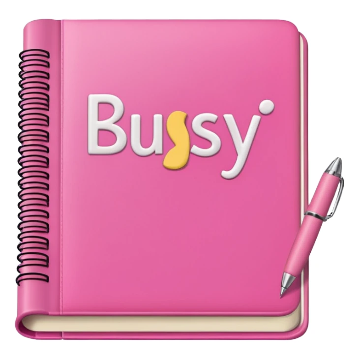 big  pink book and note pen add on it the word BUSY sticker