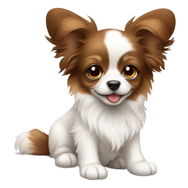 Cute papillon puppy brown and white phalene sticker
