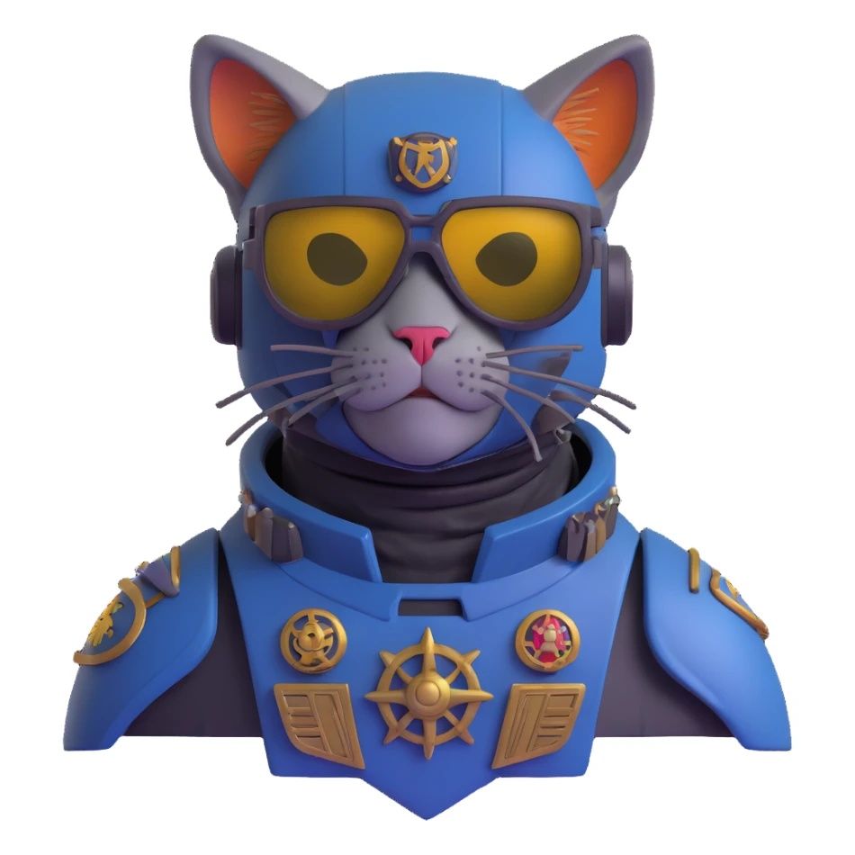 cat with sunglasses, Warhammer 40,000 style power armor sticker