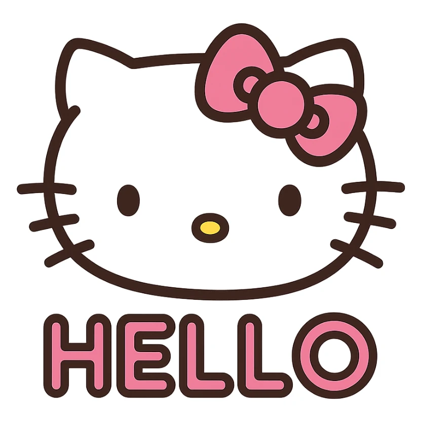 Hello Hello Kitty emoticon, pink and white girly aesthetic, icon style sticker