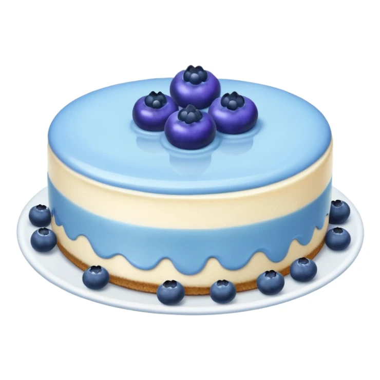 Cheesecake with blue cream on top and blueberries sticker
