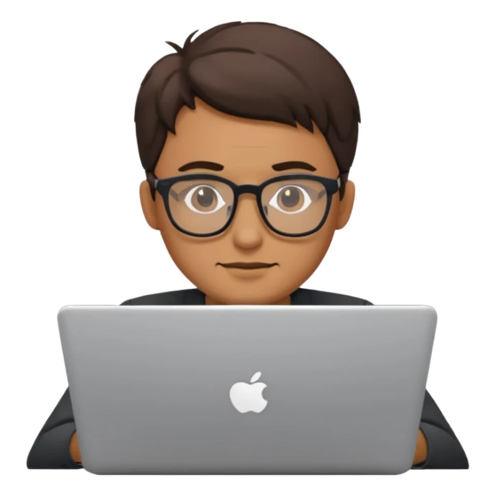 male technologist working on a laptop sticker