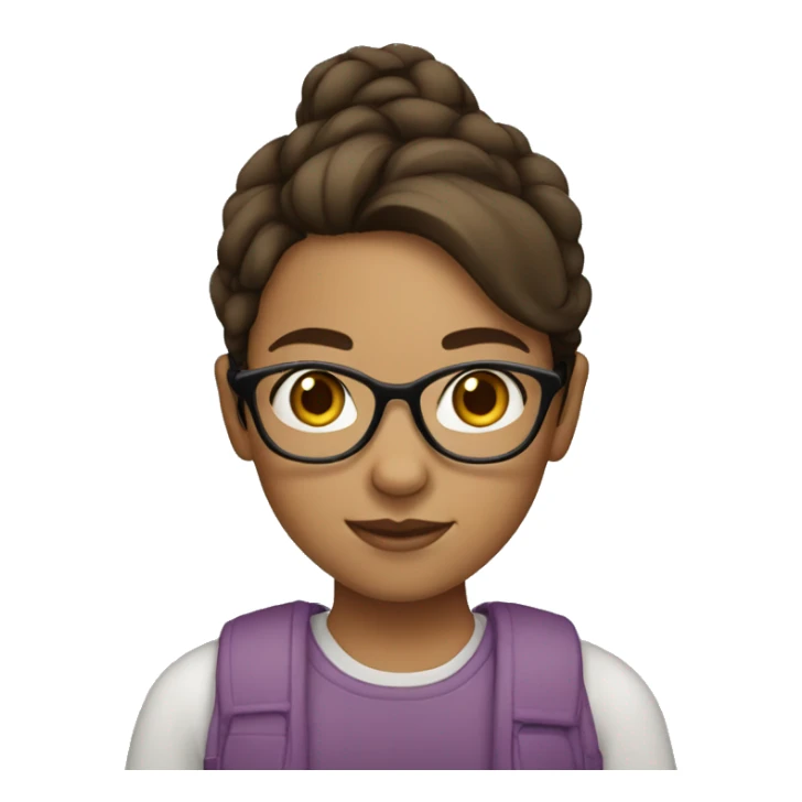 Girl with Brown hair glasses and tan skin sticker