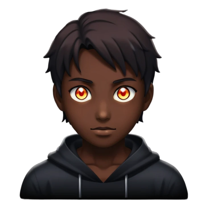 silhouette of a person with glowing eyes in darkness, mysterious anime character sticker