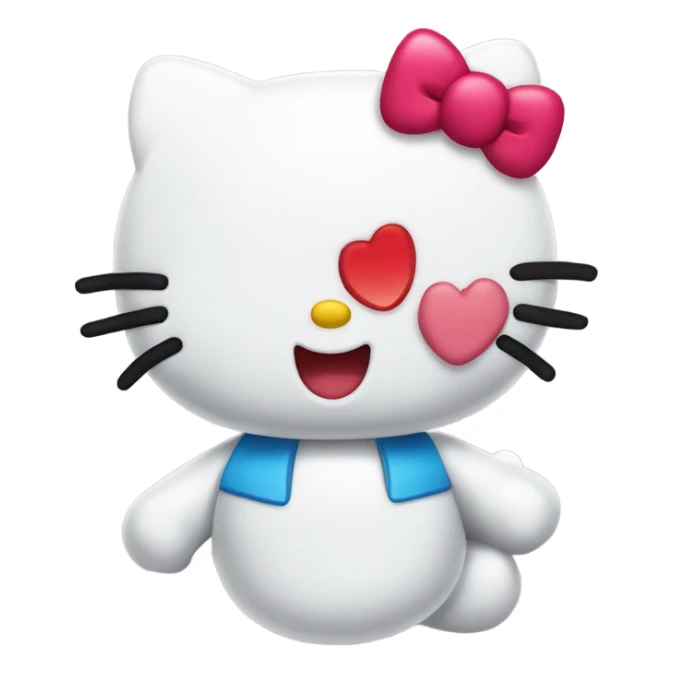 hello kitty winking and sticking out tounge holding up peace sign  sticker