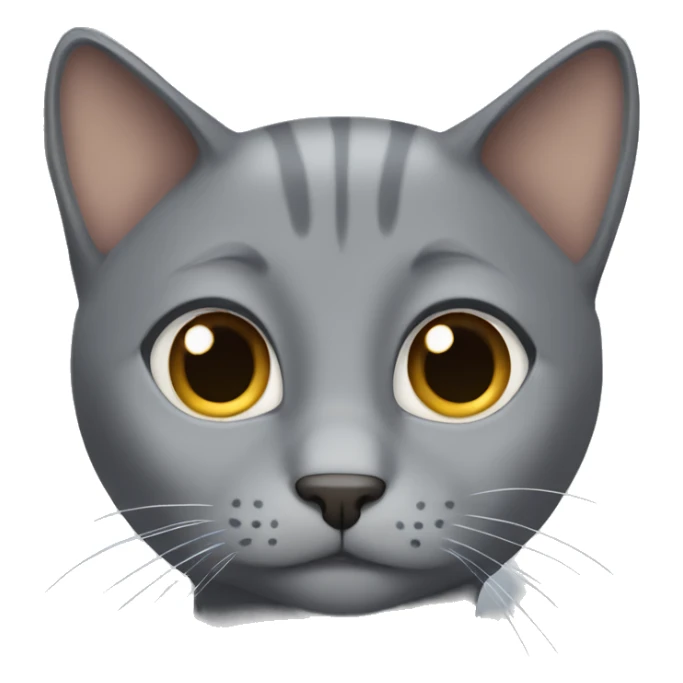 Grey cat with no ears and brown eyes  sticker