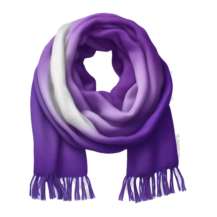 Realistic royal purple to white ombre winter scarf isolated. sticker