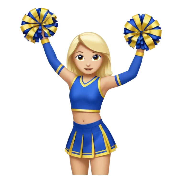 Sparklz cheer and Danz cheerleader with royal blue and highlighter yellow sticker