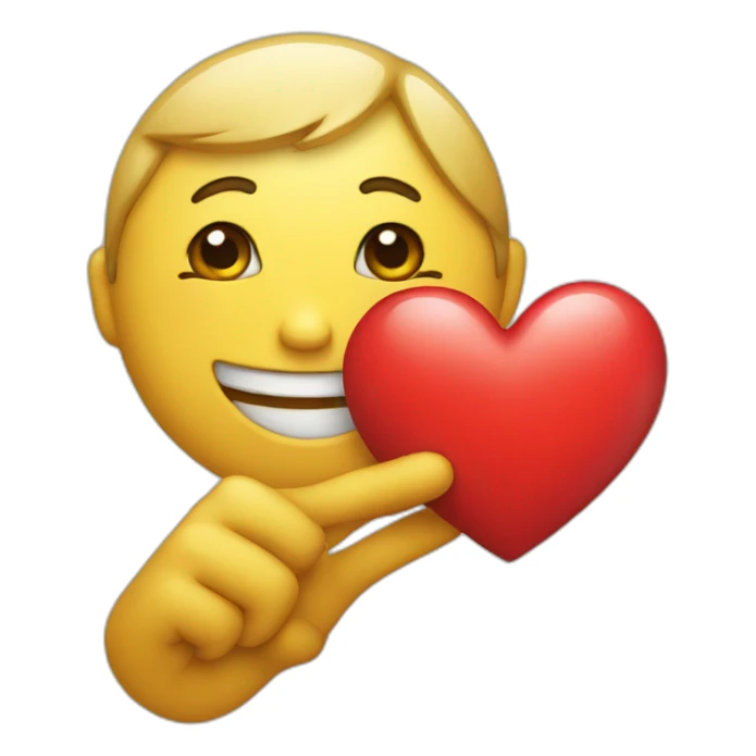emoji holding a heart sticker