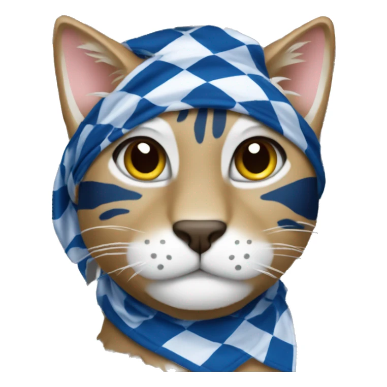 wildcat wearing blue and white checkered bandana sticker