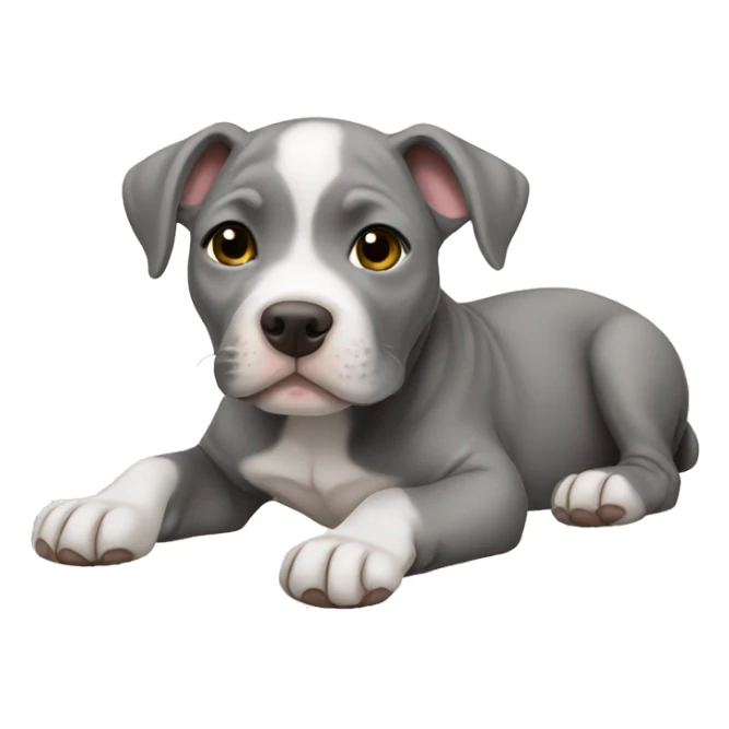 Gray Pitbull puppy laying sticker